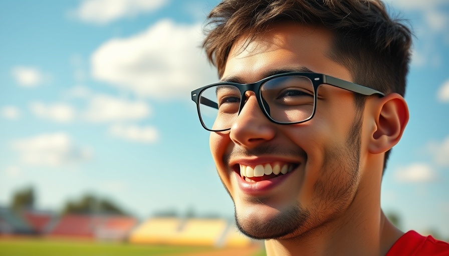 Young man outdoors smiling in sunny San Antonio.