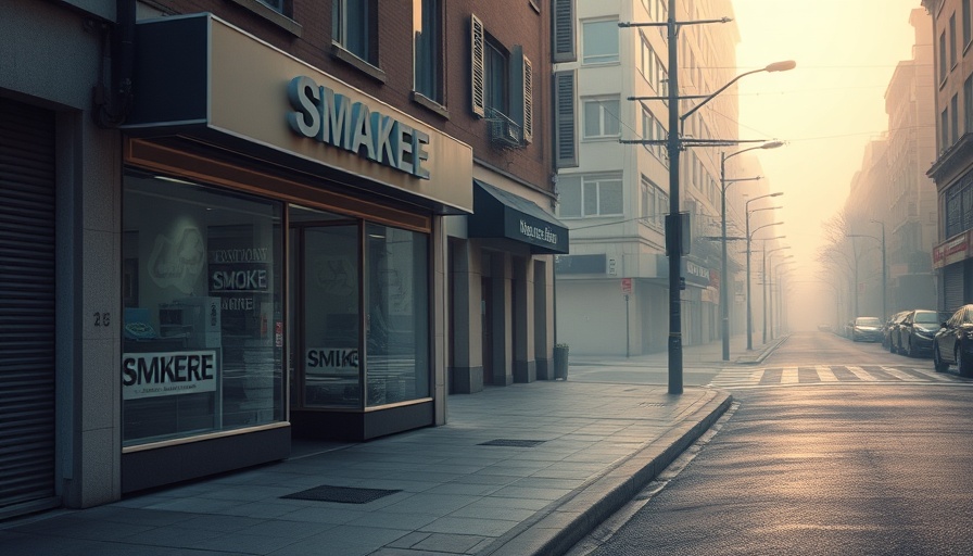 Hazy Daze smoke shop exterior in dawn mist.