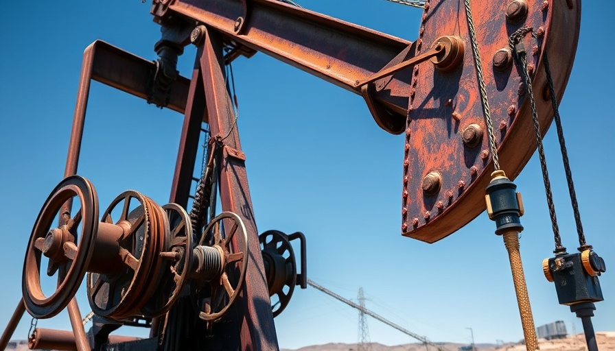 Industrial oil machinery amid blue sky, symbolizing low oil prices.