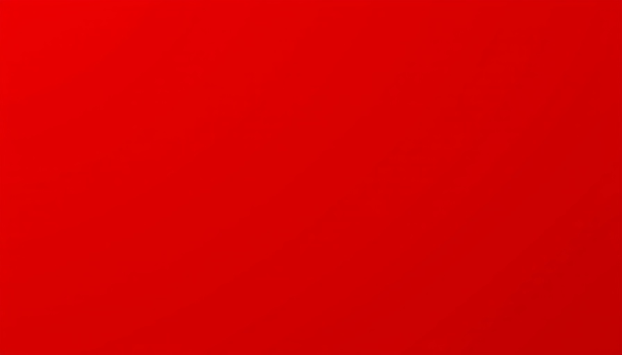 Solid red background, minimalistic design.