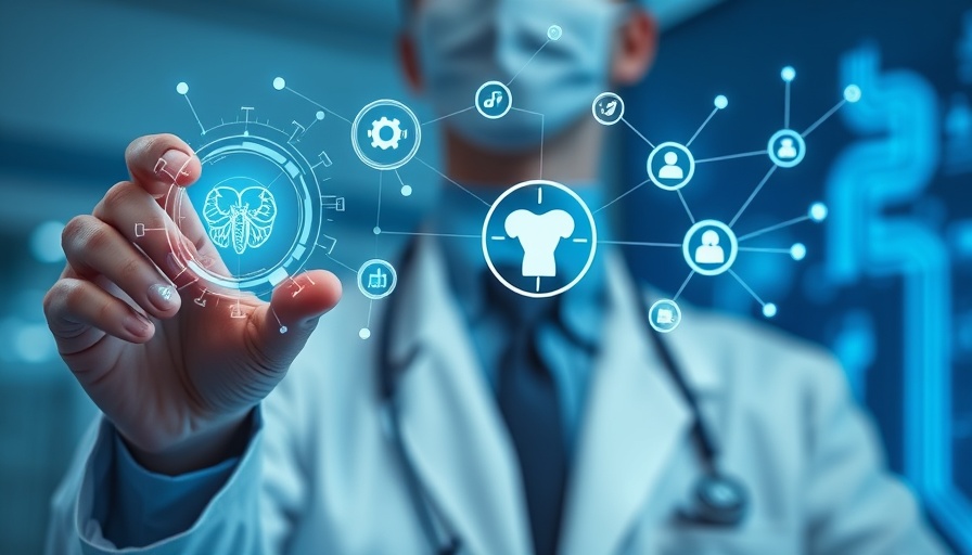 Futuristic AI in healthcare with holographic display.