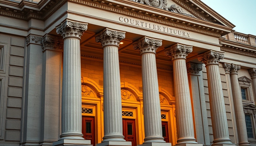 Courthouse columns symbolizing public health funding cuts debate