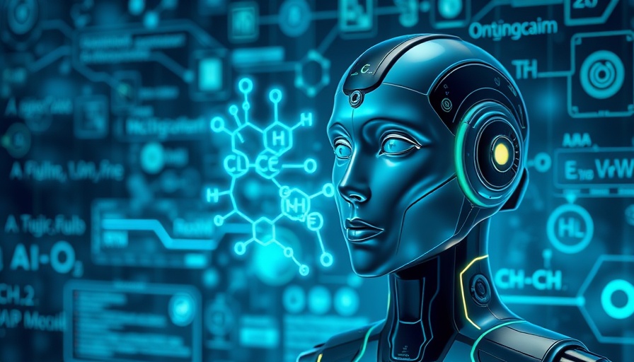 AI chatbot interface for computational chemistry, futuristic design.