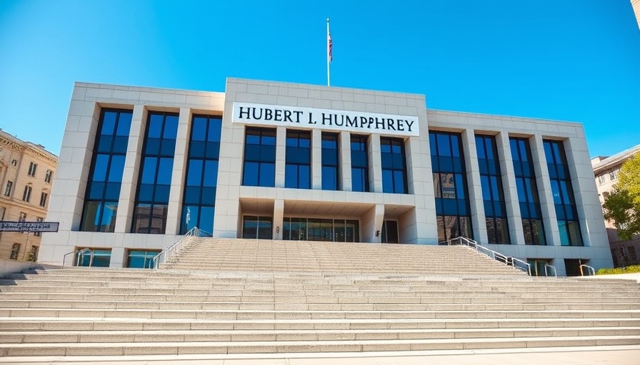 Hubert H. Humphrey Building, Medicare Advantage Payments Increase sign, sunny day