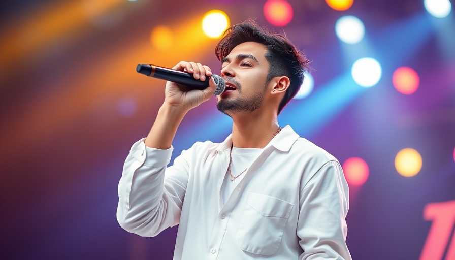 Britton Moore performing energetically on stage at The Voice.