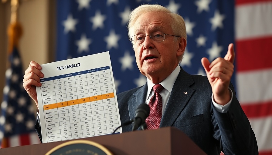 Trump's Tariffs Celebration at Mar-a-Lago, man holding tariffs chart.