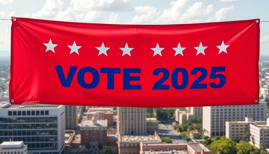 San Antonio breaking news banner for Vote 2025 over cityscape.