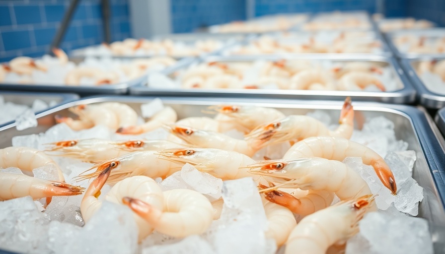 Fresh shrimp in icy trays depicting tariffs on imported shrimp.