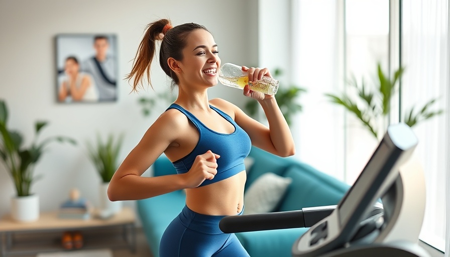 Energetic young woman exercising on treadmill, bright room