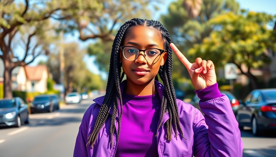 Young woman in Pasadena suburban street