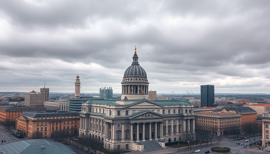 Government building under overcast sky, US could seize illegal migrants property.