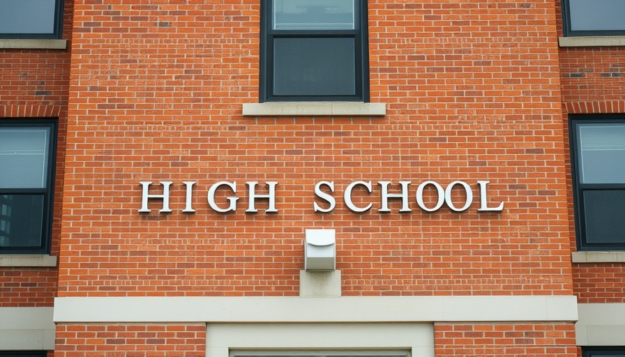 Navarro High School facade, educational setting, brick building.