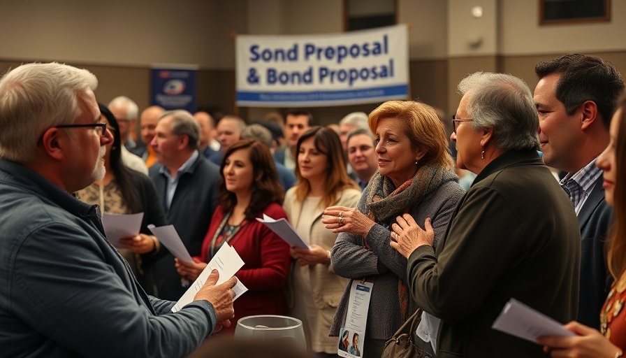 Community discussing bond proposal at Plano town hall.