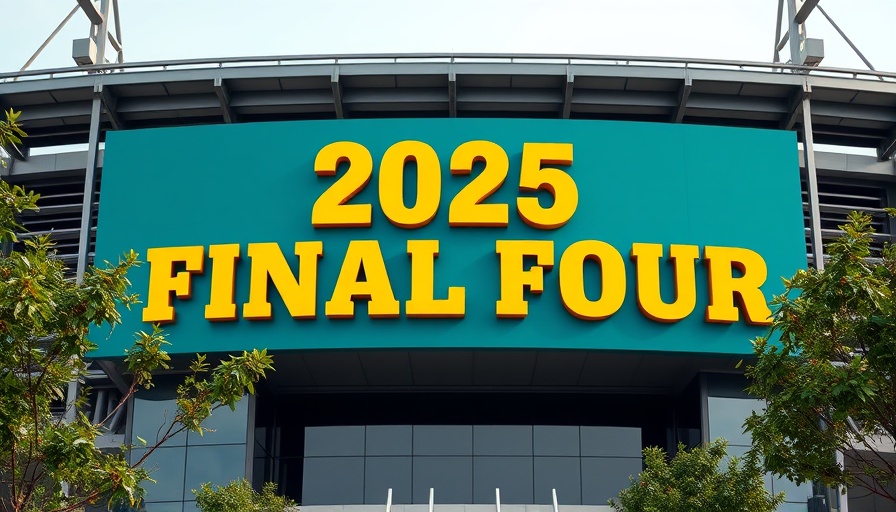 2025 NCAA Final Four sign on stadium, San Antonio breaking news.
