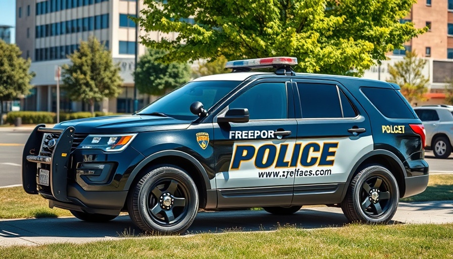 Freeport Police SUV outdoors during investigation.