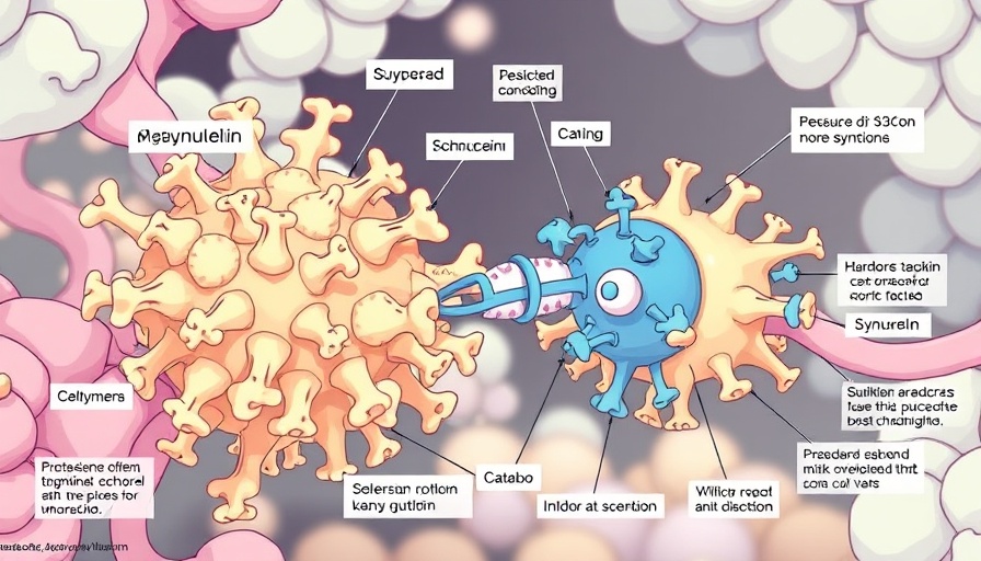 Diagram illustrating α-synuclein fuzzy coat mechanism.