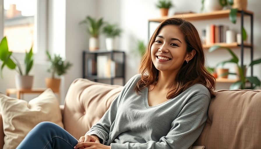 Relaxed woman enjoying a clean home, emphasizing health benefits.