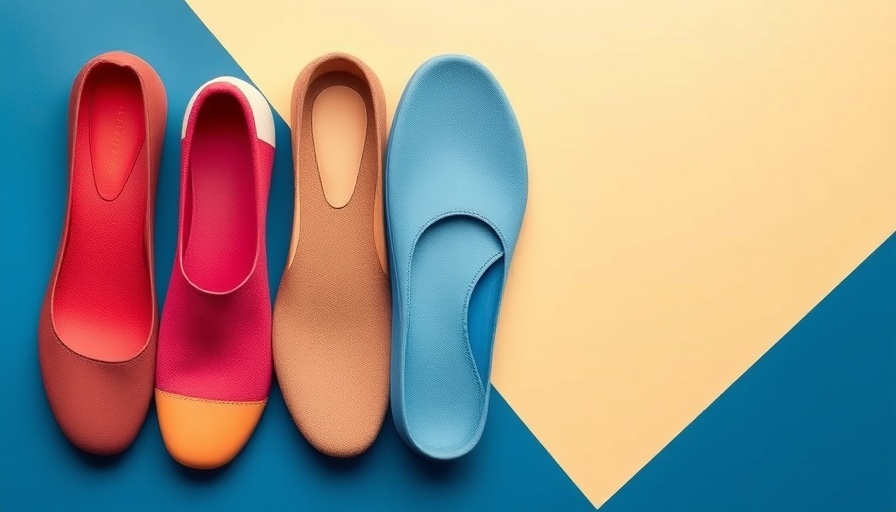 Colorful insoles for plantar fasciitis on geometric background.