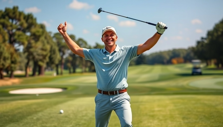 Golfer celebrating on green after Masters victory