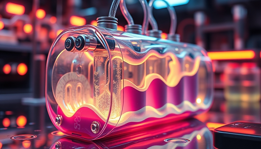 Futuristic fluid battery concept design in a lab.