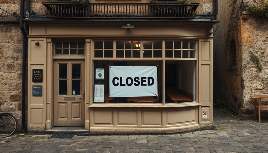 Closed highland village restaurant with sign
