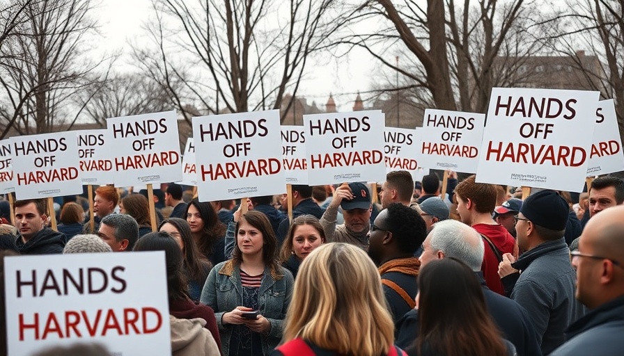 Protesters with 'Hands Off Harvard' signs discuss federal funding debate