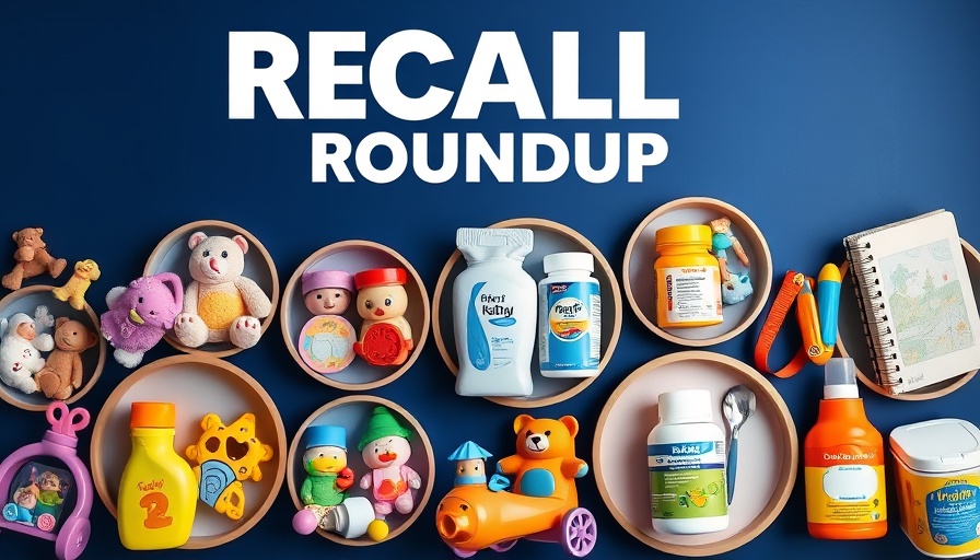 Recalled baby products including toys under 'RECALL ROUNDUP' banner.