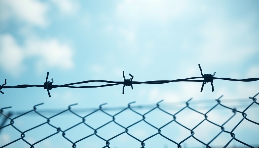 Barbed wire close-up at Liberty County Jail closure fence.
