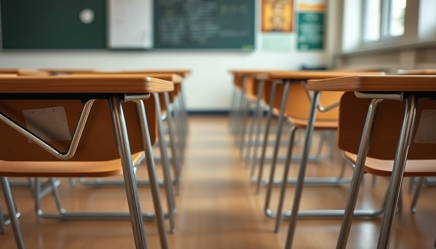 Empty classroom desks representing Fort Bend ISD gender policy discussion.