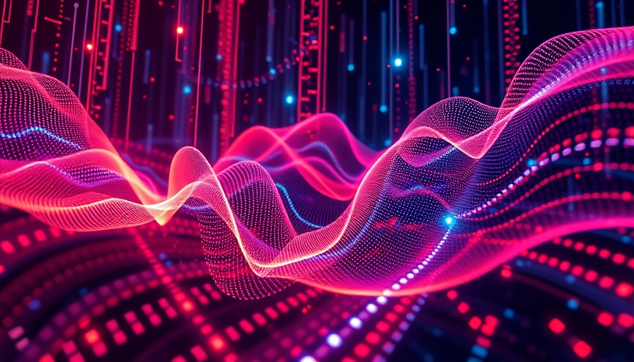 Abstract visualization of photonic computing and acoustics.