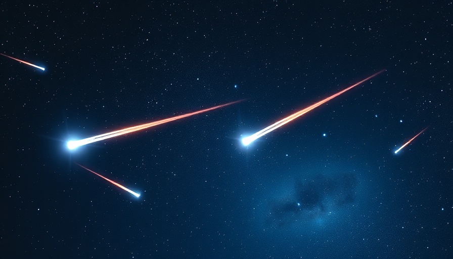 Glowing carbon-rich meteoroids in starry space.