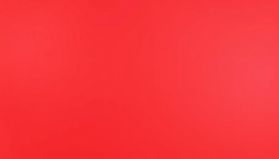 Solid red background, minimalistic.