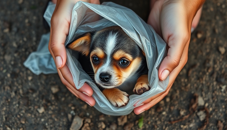 Rescued dog wrapped in a bag in Waco.