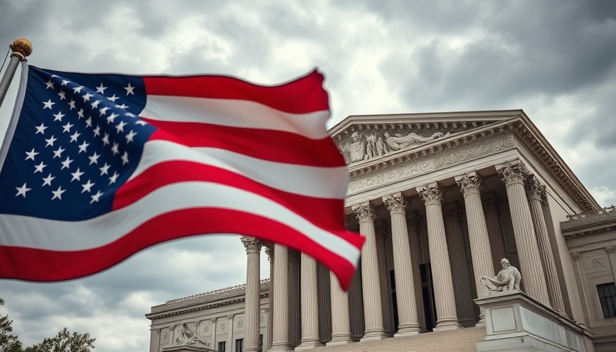 Breaking news trump: American flag and Supreme Court.