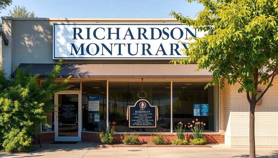 Richardson Mortuary facade with memorial under investigation.