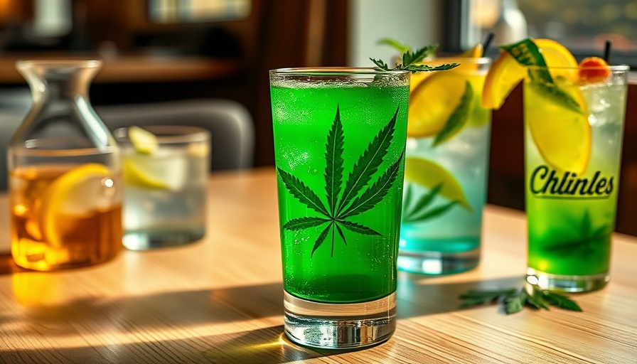 CBD-infused cocktail with cannabis leaf design in Austin