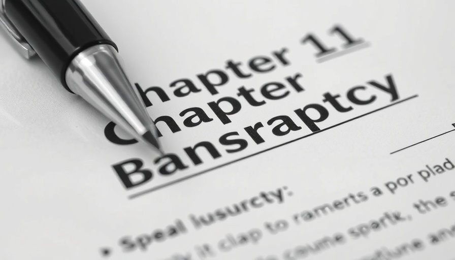 Chapter 11 bankruptcy document with pen; financial implications.