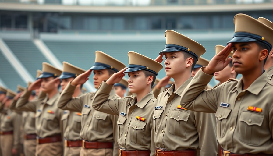 Cadets saluting at military academy event