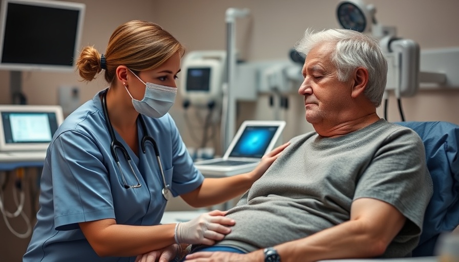 Therapist aiding stroke recovery with medical equipment.