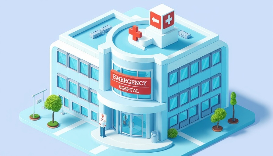 Colorful cartoon hospital building for health and wellness illustration.