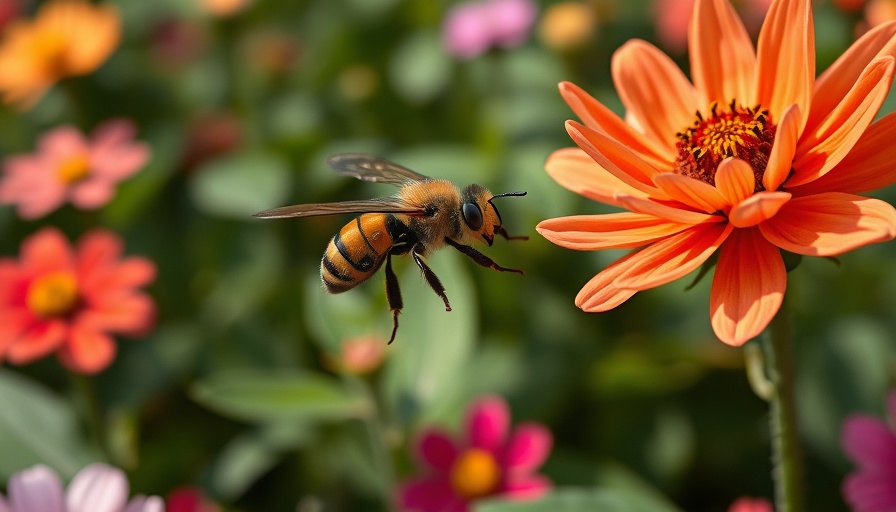 RoboBee landing technology demonstrated with a robotic bee near a flower.