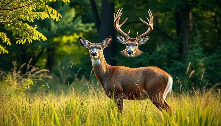 Whitetail deer standing alert in forest, highlighting hunting season.