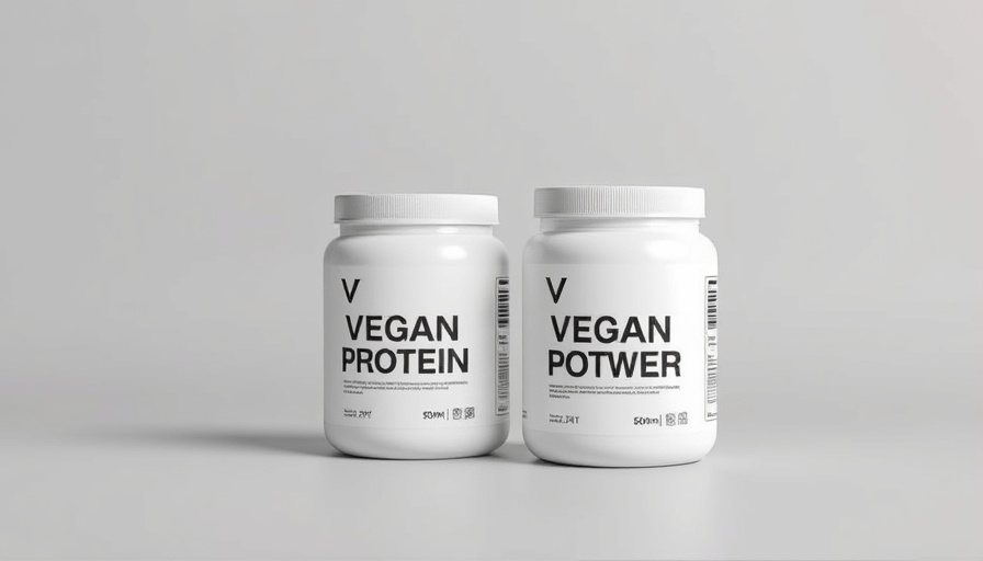 Premium Vegan Protein Powder containers showcasing stylish labels.