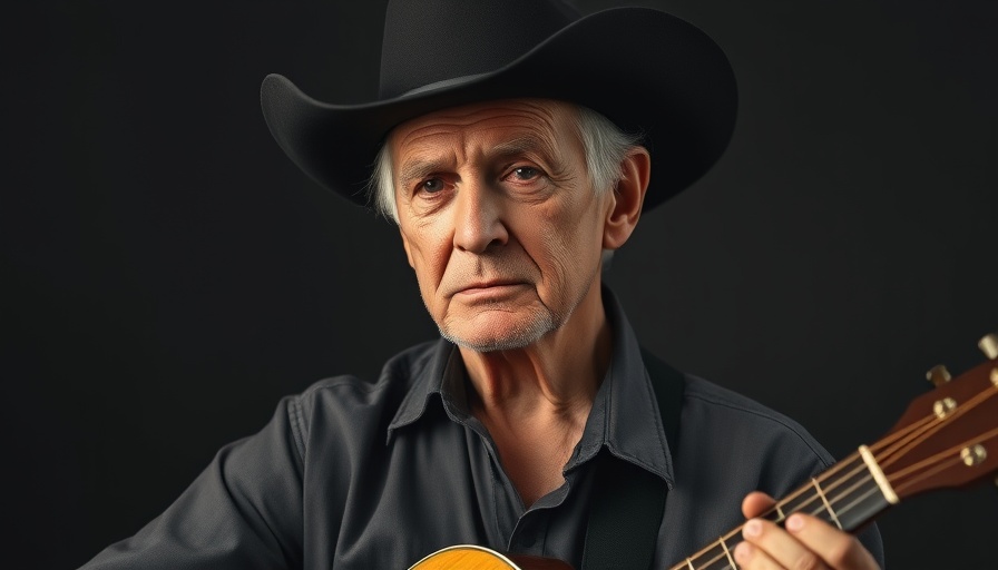 Portrait of a man in cowboy hat with guitar, San Antonio cultural events.