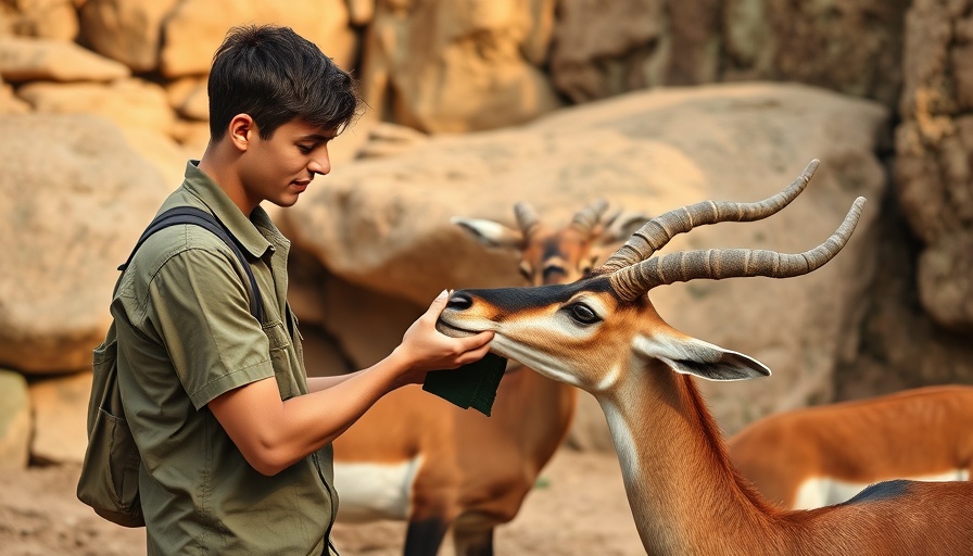 Zookeeper feeds antelope at San Antonio Zoo.