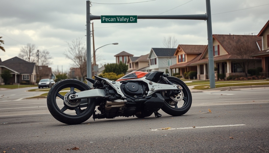 Motorcycle accident on Pecan Valley Dr in San Antonio residential area, illustrating crime reports.