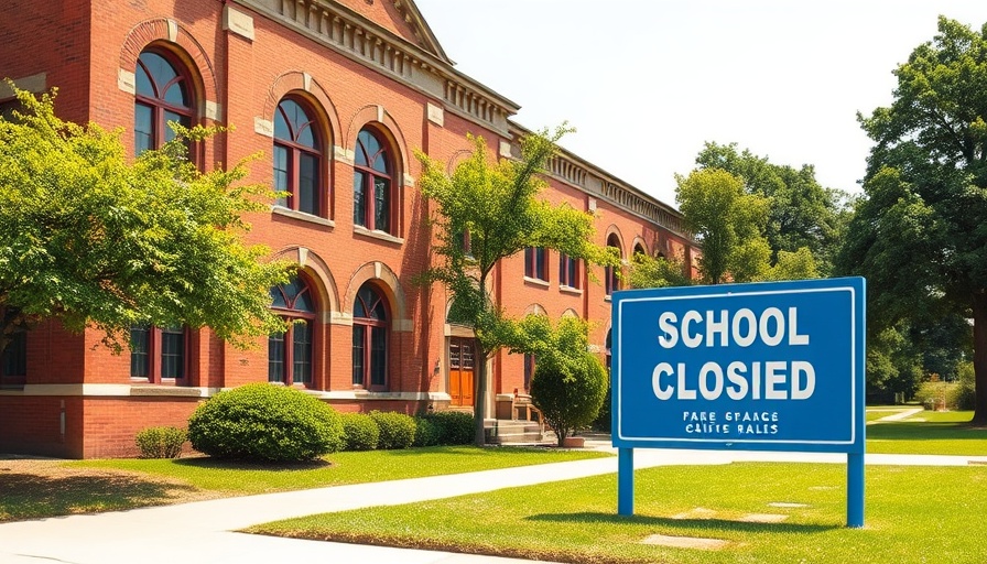 Historic San Antonio school with closure sign.