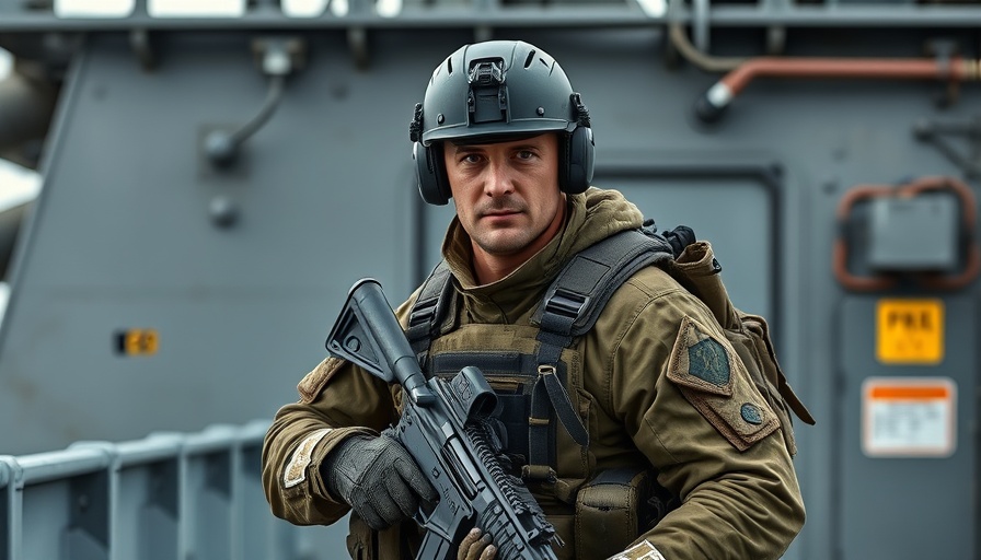 Military officer with firearm on ship deck, related to San Antonio local news.