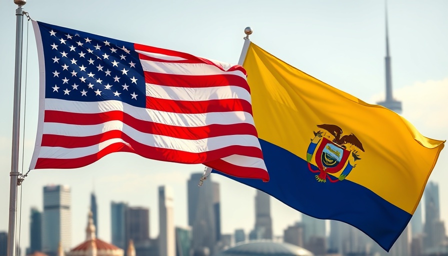 Symbolic representation of U.S.-Ecuador relations with flags intertwined.