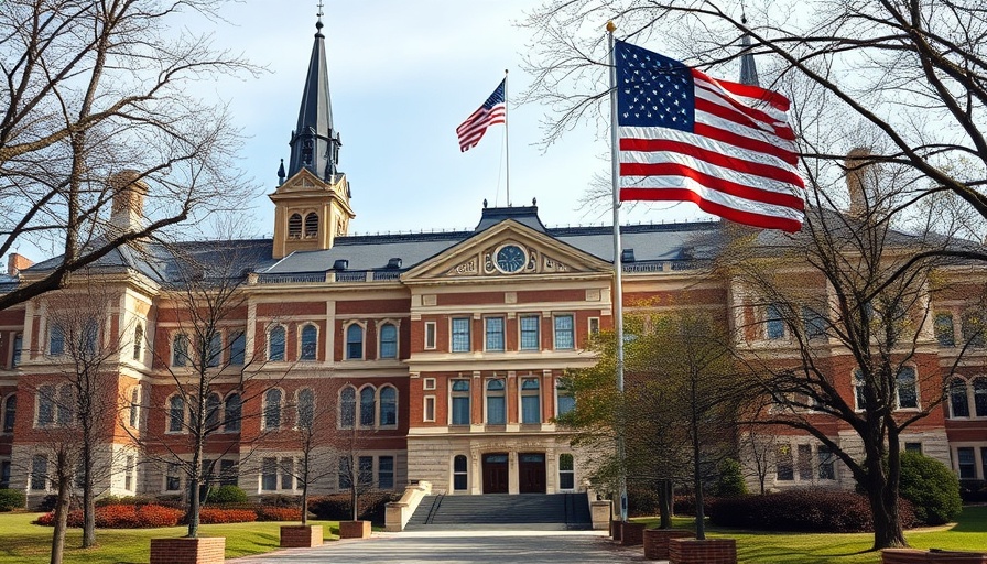 Harvard campus with American flag symbolizing tax-exempt status